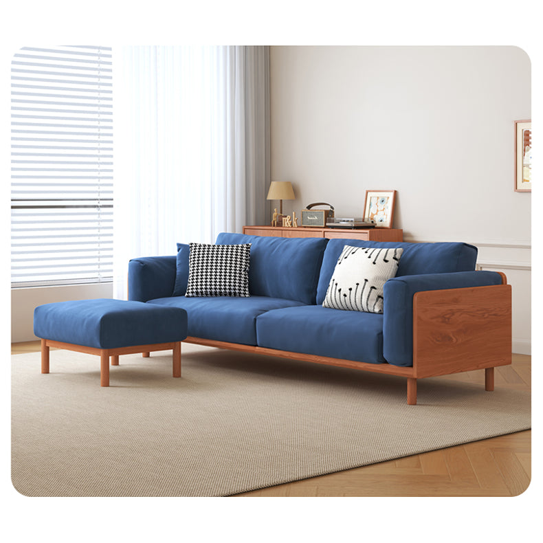 Modern Cherry Wood Sofa with Figure Cotton Cushions - Durable 3-Seater Design for Living Room fcp-1280