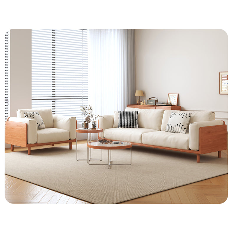 Modern Cherry Wood Sofa with Figure Cotton Cushions - Durable 3-Seater Design for Living Room fcp-1280