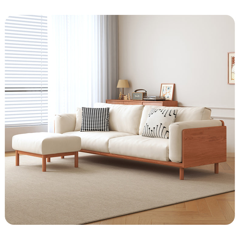 Modern Cherry Wood Sofa with Figure Cotton Cushions - Durable 3-Seater Design for Living Room fcp-1280