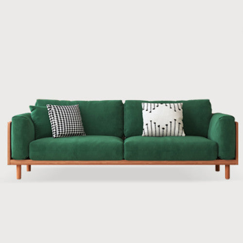 Modern Cherry Wood Sofa with Figure Cotton Cushions - Durable 3-Seater Design for Living Room fcp-1280