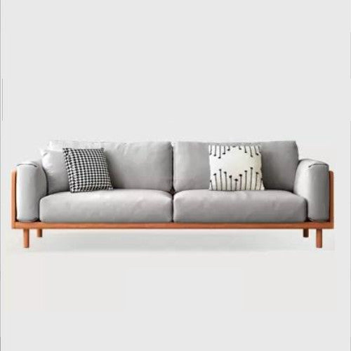 Modern Cherry Wood Sofa with Figure Cotton Cushions - Durable 3-Seater Design for Living Room fcp-1280