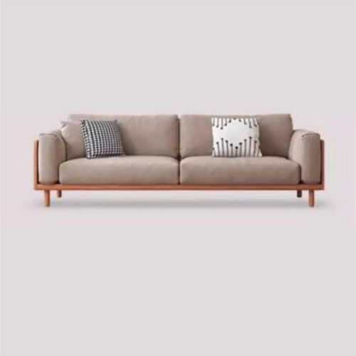 Modern Cherry Wood Sofa with Figure Cotton Cushions - Durable 3-Seater Design for Living Room fcp-1280