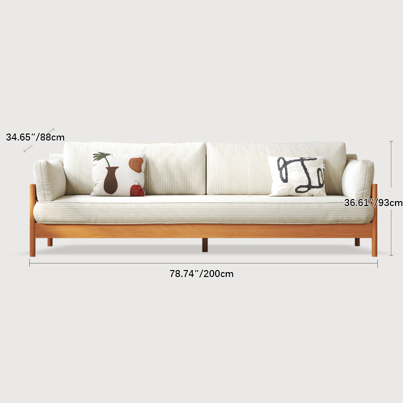 Modern Cherry Wood Sofa with Corduroy Cushions - Stylish 3-Seater Sofa for Living Room  fcp-1281