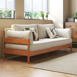 Modern Cherry Wood Sofa with Corduroy Cushions - Stylish 3-Seater Sofa for Living Room  fcp-1281