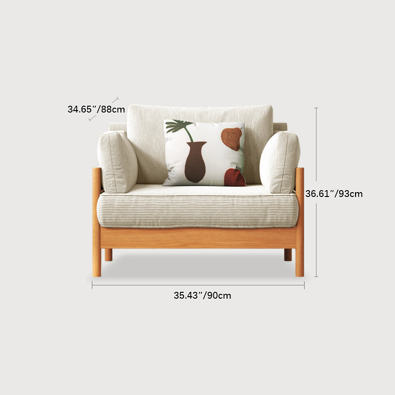 Modern Cherry Wood Sofa with Corduroy Cushions - Stylish 3-Seater Sofa for Living Room  fcp-1281