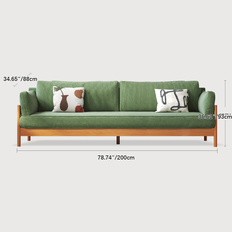 Modern Cherry Wood Sofa with Corduroy Cushions - Stylish 3-Seater Sofa for Living Room  fcp-1281