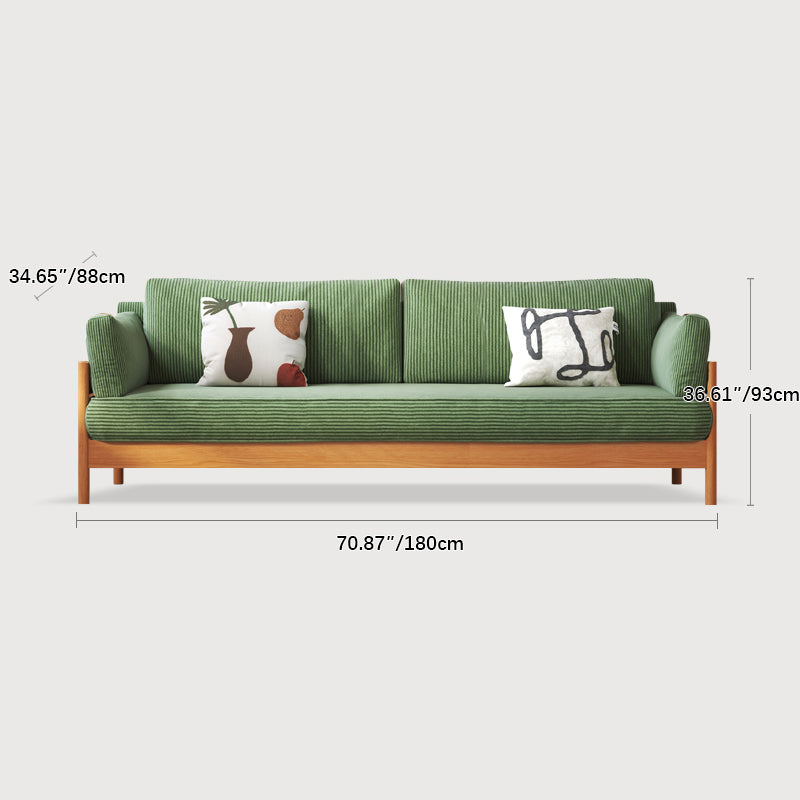 Modern Cherry Wood Sofa with Corduroy Cushions - Stylish 3-Seater Sofa for Living Room  fcp-1281