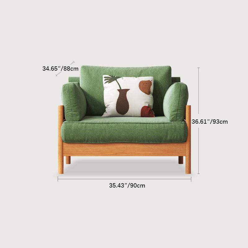 Modern Cherry Wood Sofa with Corduroy Cushions - Stylish 3-Seater Sofa for Living Room  fcp-1281