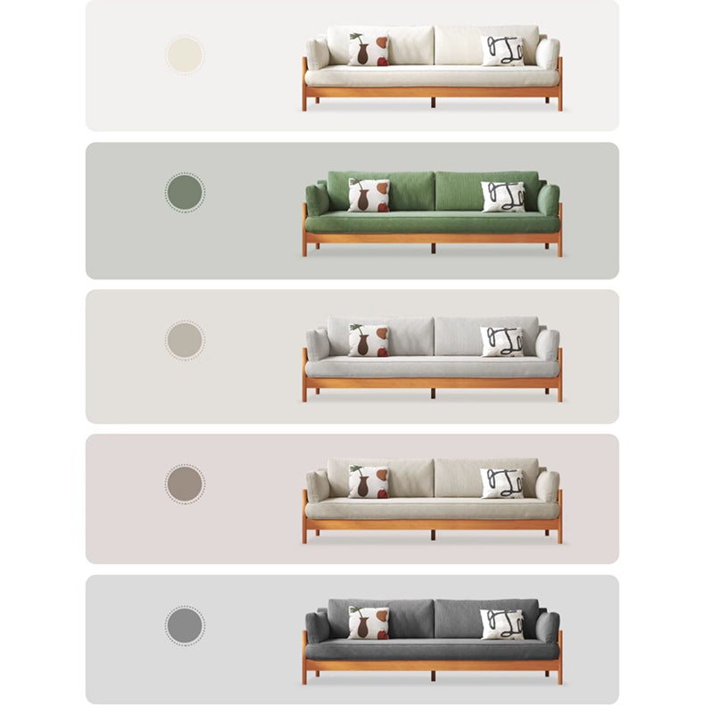 Modern Cherry Wood Sofa with Corduroy Cushions - Stylish 3-Seater Sofa for Living Room  fcp-1281