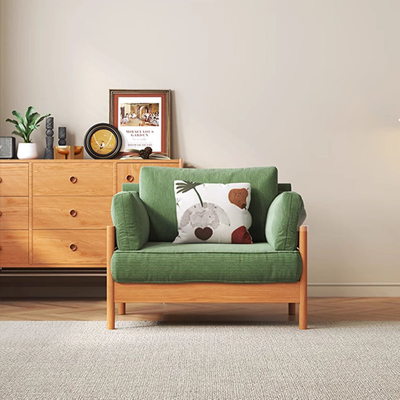 Modern Cherry Wood Sofa with Corduroy Cushions - Stylish 3-Seater Sofa for Living Room  fcp-1281