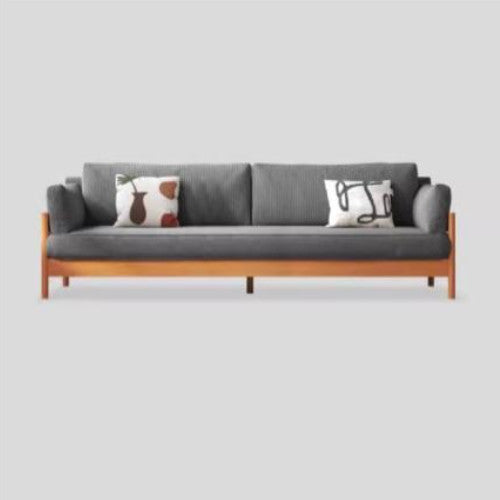 Modern Cherry Wood Sofa with Corduroy Cushions - Stylish 3-Seater Sofa for Living Room  fcp-1281