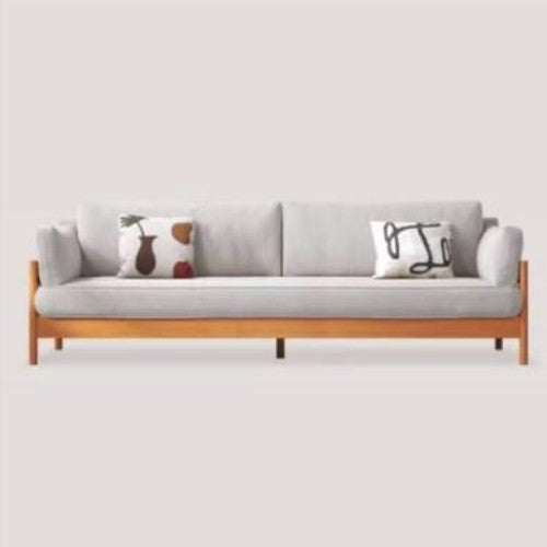 Modern Cherry Wood Sofa with Corduroy Cushions - Stylish 3-Seater Sofa for Living Room  fcp-1281