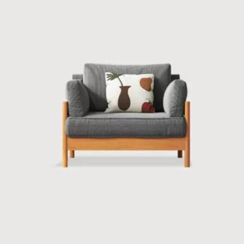 Modern Cherry Wood Sofa with Corduroy Cushions - Stylish 3-Seater Sofa for Living Room  fcp-1281