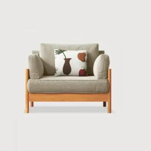 Modern Cherry Wood Sofa with Corduroy Cushions - Stylish 3-Seater Sofa for Living Room  fcp-1281