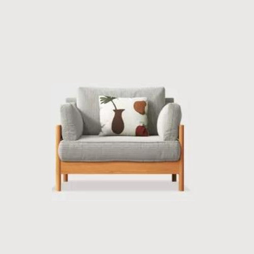 Modern Cherry Wood Sofa with Corduroy Cushions - Stylish 3-Seater Sofa for Living Room  fcp-1281
