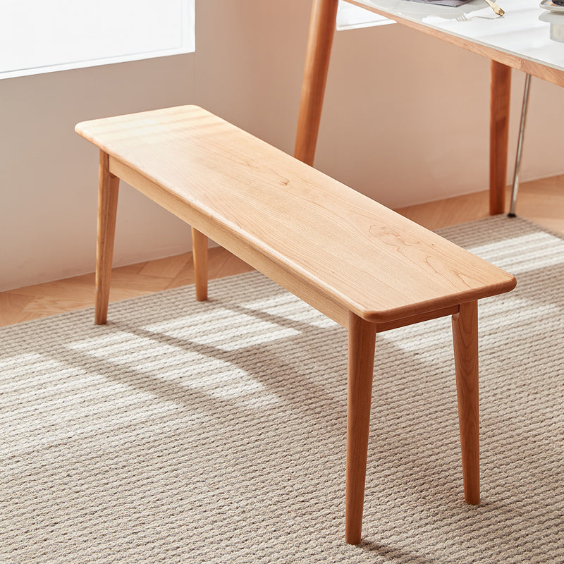 Elegant Light Brown Cherry Wood Stool with Cotton-Linen Upholstery fcp-1286