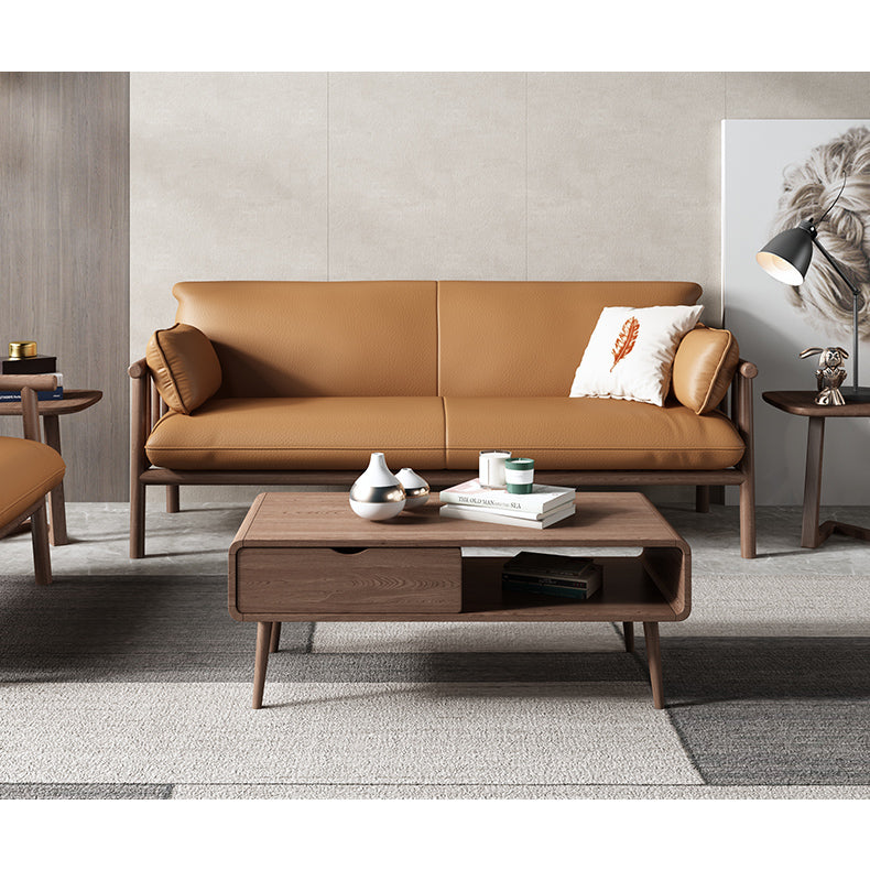 Luxurious Faux Leather Sofa with Durable Rubber Wood Frame - Modern Multi-Color Design for Living Room fcp-1288