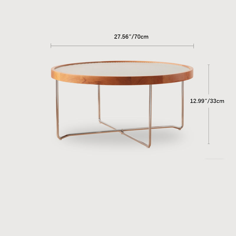 Round Glass Coffee Table with Metal Legs - Stylish for Modern Livingroom fcp-1290