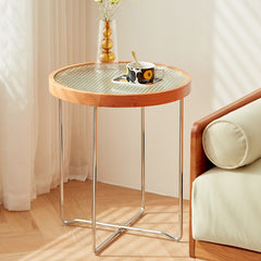 Round Glass Coffee Table with Metal Legs - Stylish for Modern Livingroom fcp-1290