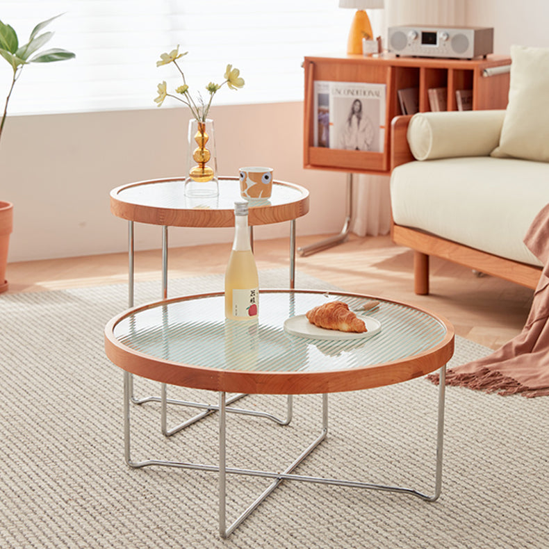 Round Glass Coffee Table with Metal Legs - Stylish for Modern Livingroom fcp-1290