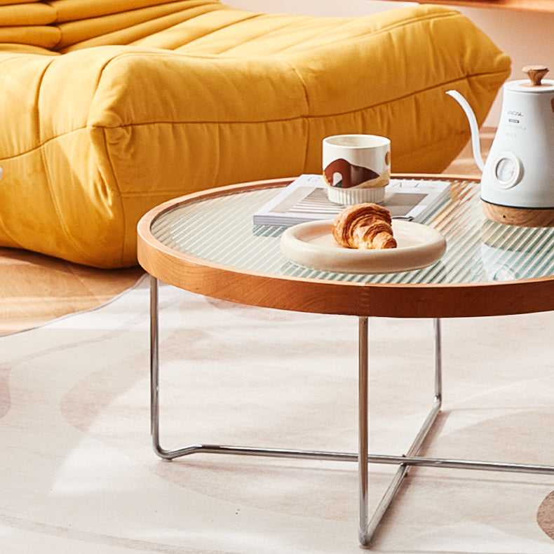 Round Glass Coffee Table with Metal Legs - Stylish for Modern Livingroom fcp-1290