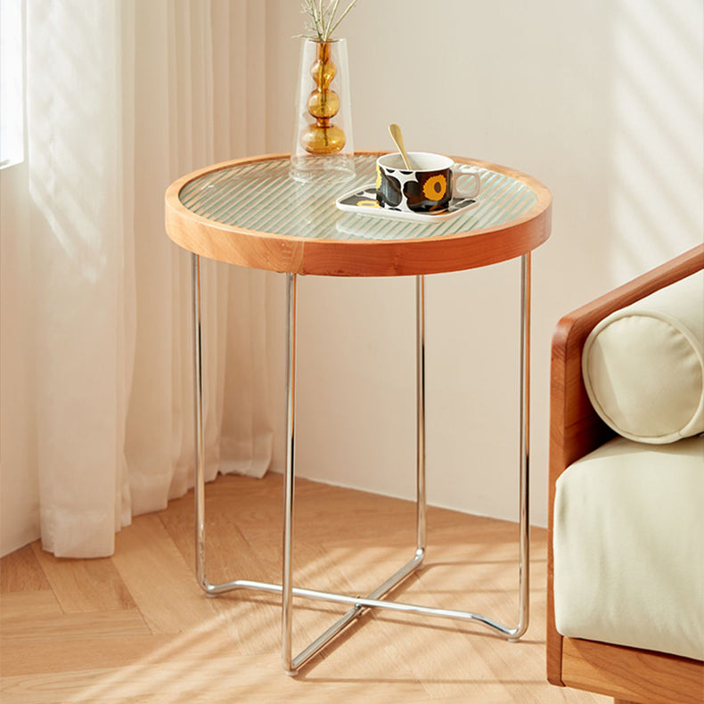 Round Glass Coffee Table with Metal Legs - Stylish for Modern Livingroom fcp-1290