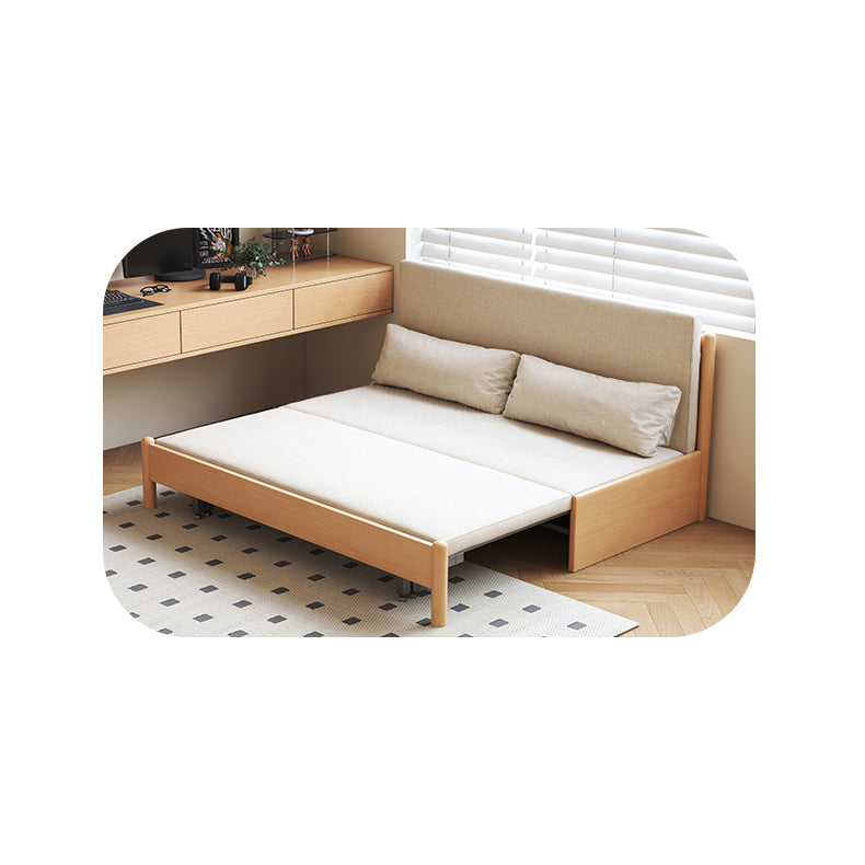 Minimalistic Pull-Out Sofa with Durable Zelkova Wood Frame & Cotton Linen Cushions - Functional Design for Living Room fcp-1291