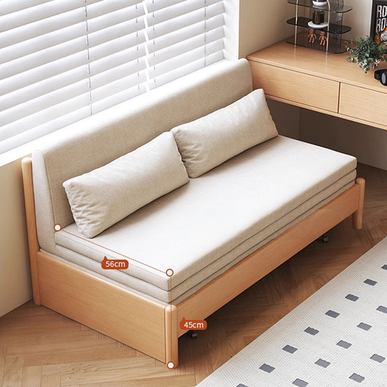 Minimalistic Pull-Out Sofa with Durable Zelkova Wood Frame & Cotton Linen Cushions - Functional Design for Living Room fcp-1291