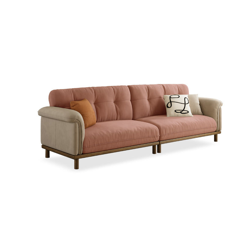 Modern 4-Seater Leather Sofa with Durable Ash Wood Frame - Beige, Light Brown Design for Living Room fcp-1297