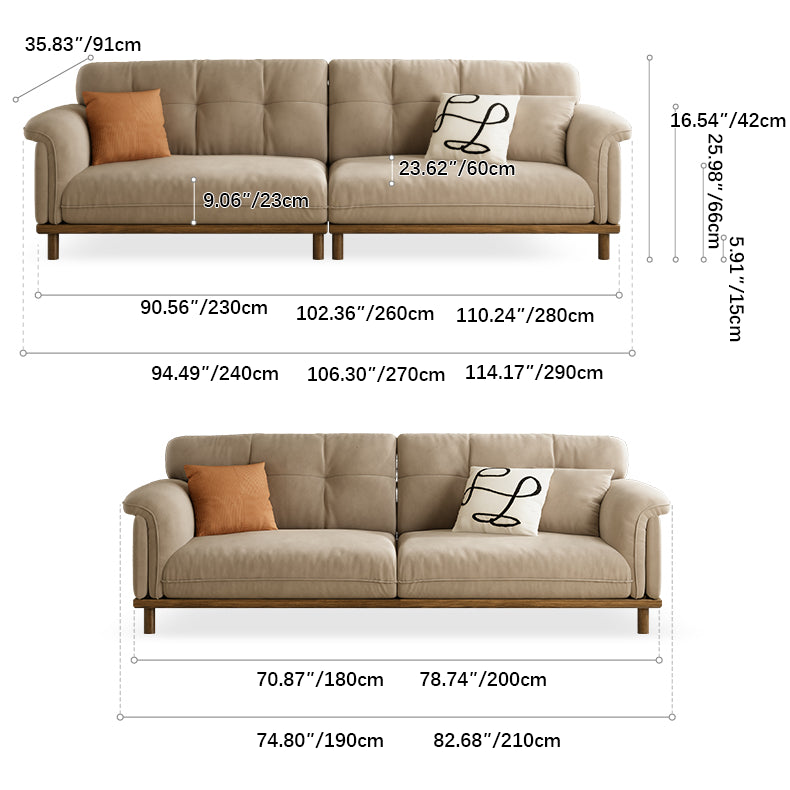 Modern 4-Seater Leather Sofa with Durable Ash Wood Frame - Beige, Light Brown Design for Living Room fcp-1297