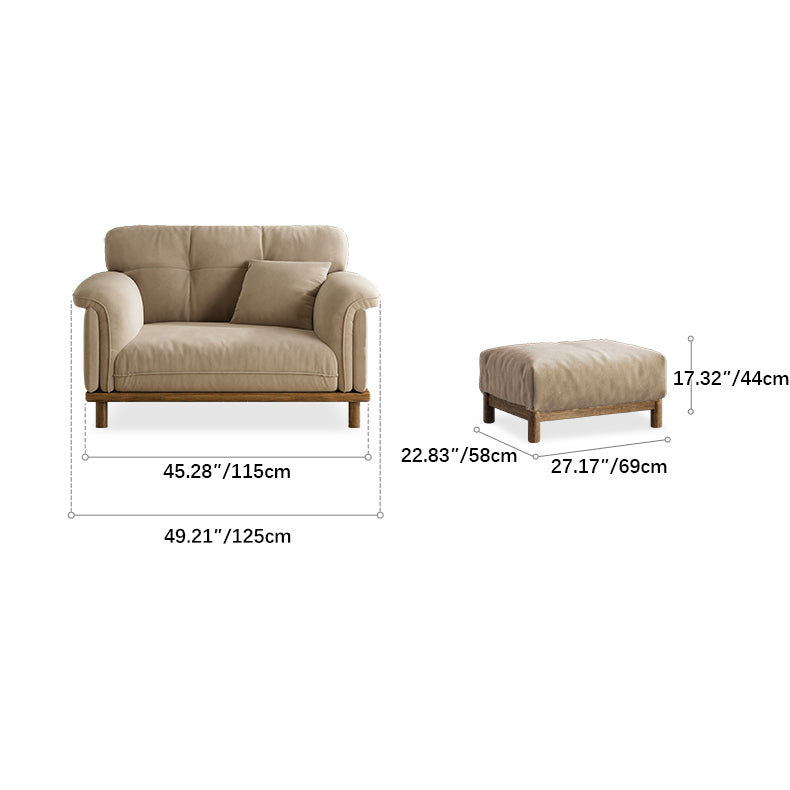 Modern 4-Seater Leather Sofa with Durable Ash Wood Frame - Beige, Light Brown Design for Living Room fcp-1297