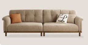 Modern 4-Seater Leather Sofa with Durable Ash Wood Frame - Beige, Light Brown Design for Living Room fcp-1297