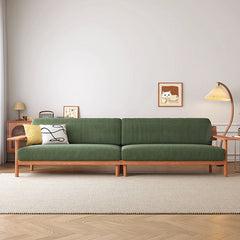 Modern Cherry Wood Sofa with Corduroy Cushions - Stylish Sofa with Ottoman Armchair Design for Living Room fcp-1300