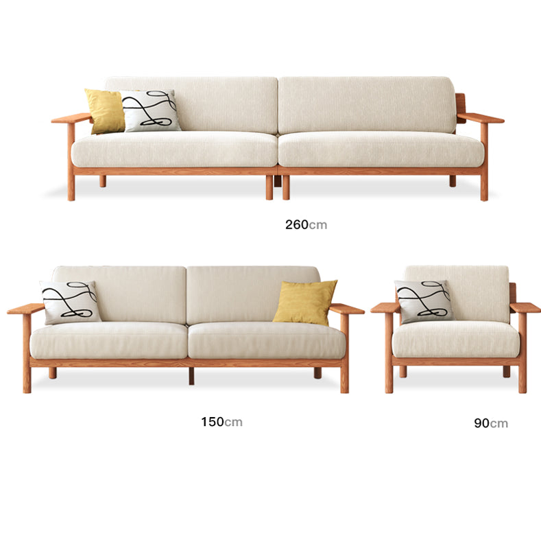 Modern Cherry Wood Sofa with Corduroy Cushions - Stylish Sofa with Ottoman Armchair Design for Living Room fcp-1300