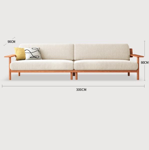 Modern Cherry Wood Sofa with Corduroy Cushions - Stylish Sofa with Ottoman Armchair Design for Living Room fcp-1300