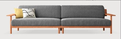 Modern Cherry Wood Sofa with Corduroy Cushions - Stylish Sofa with Ottoman Armchair Design for Living Room fcp-1300