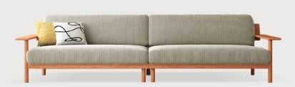 Modern Cherry Wood Sofa with Corduroy Cushions - Stylish Sofa with Ottoman Armchair Design for Living Room fcp-1300