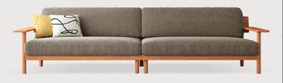 Modern Cherry Wood Sofa with Corduroy Cushions - Stylish Sofa with Ottoman Armchair Design for Living Room fcp-1300