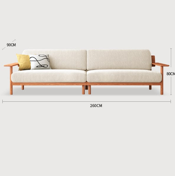 Modern Cherry Wood Sofa with Corduroy Cushions - Stylish Sofa with Ottoman Armchair Design for Living Room fcp-1300