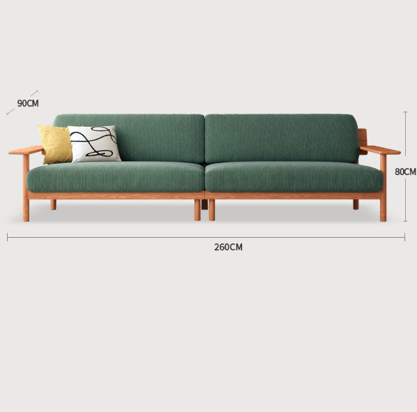 Modern Cherry Wood Sofa with Corduroy Cushions - Stylish Sofa with Ottoman Armchair Design for Living Room fcp-1300