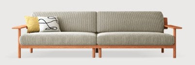 Modern Cherry Wood Sofa with Corduroy Cushions - Stylish Sofa with Ottoman Armchair Design for Living Room fcp-1300