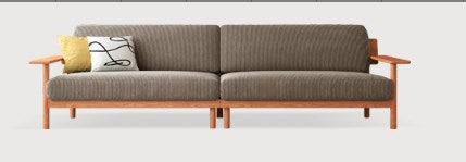 Modern Cherry Wood Sofa with Corduroy Cushions - Stylish Sofa with Ottoman Armchair Design for Living Room fcp-1300