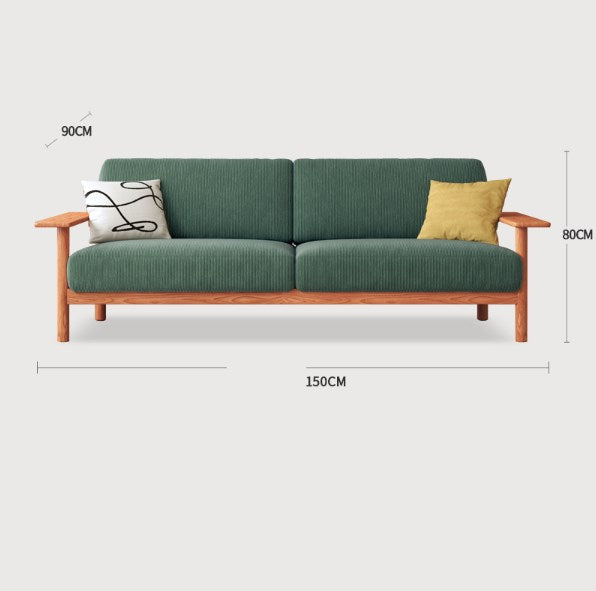 Modern Cherry Wood Sofa with Corduroy Cushions - Stylish Sofa with Ottoman Armchair Design for Living Room fcp-1300