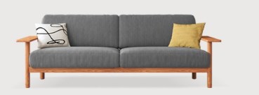 Modern Cherry Wood Sofa with Corduroy Cushions - Stylish Sofa with Ottoman Armchair Design for Living Room fcp-1300