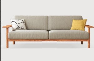 Modern Cherry Wood Sofa with Corduroy Cushions - Stylish Sofa with Ottoman Armchair Design for Living Room fcp-1300