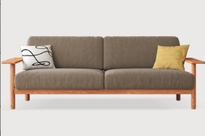 Modern Cherry Wood Sofa with Corduroy Cushions - Stylish Sofa with Ottoman Armchair Design for Living Room fcp-1300