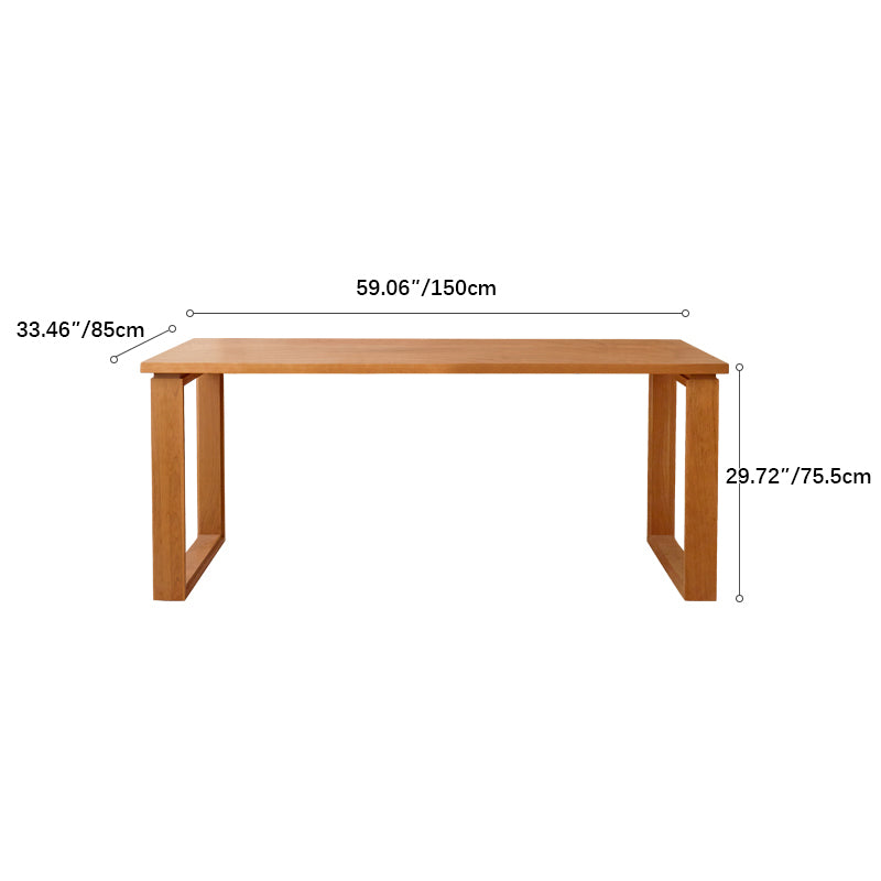 Modern Rectangular Cherry Wood Dining Table with Double Pedestals for 6 fcp-1302