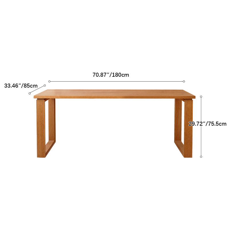 Modern Rectangular Cherry Wood Dining Table with Double Pedestals for 6 fcp-1302