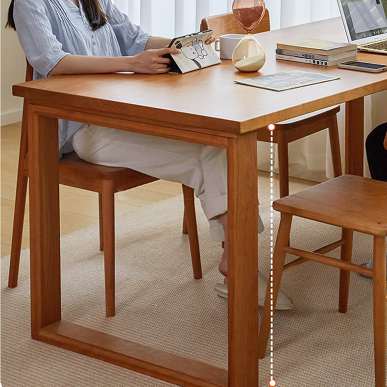 Modern Rectangular Cherry Wood Dining Table with Double Pedestals for 6 fcp-1302