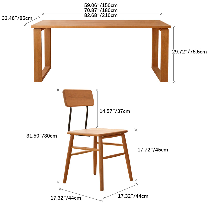 Modern Rectangular Cherry Wood Dining Table with Double Pedestals for 6 fcp-1302